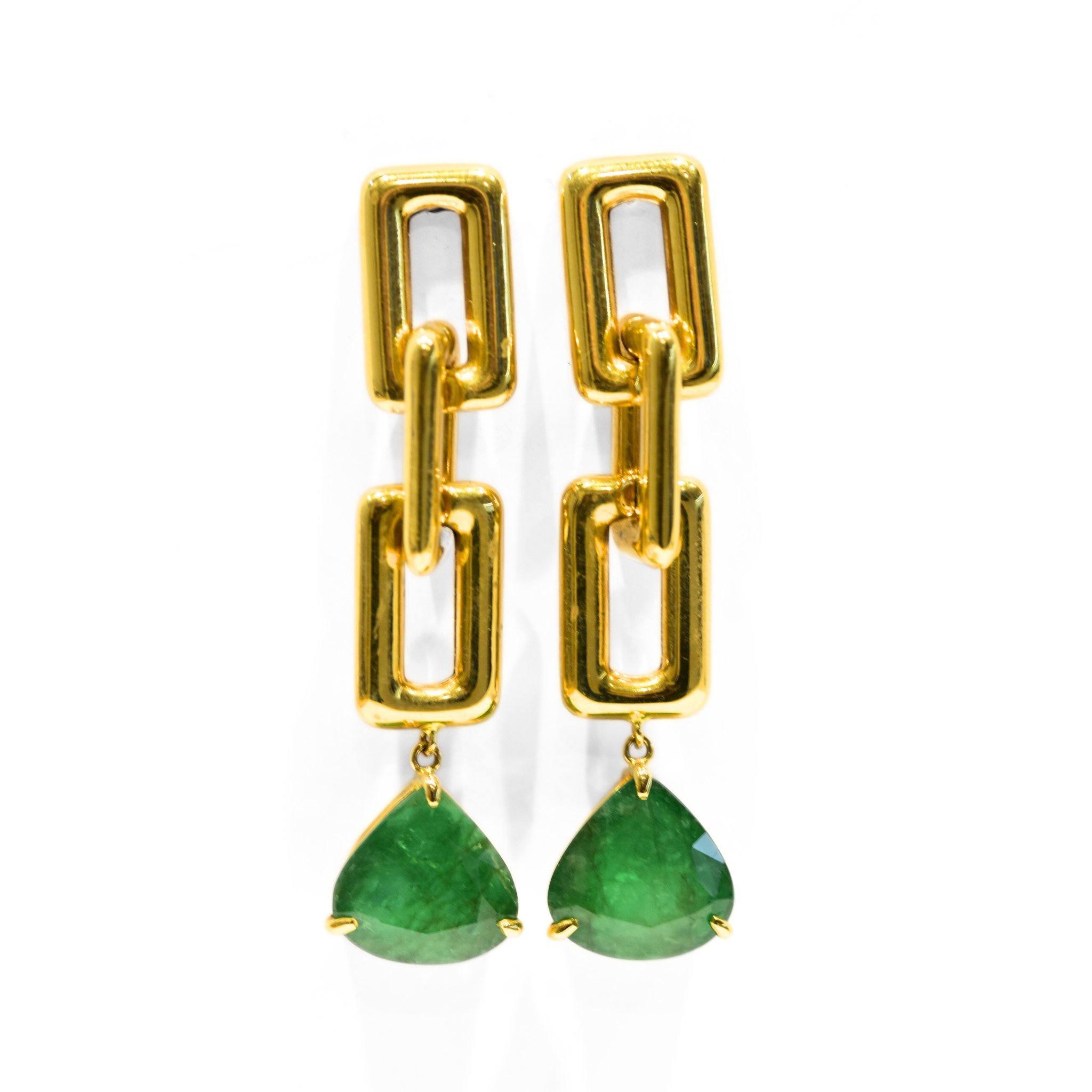 Picture of Certified Emerald Clip Chain Earrings